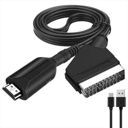 Kabel SCART - HDMI + napájecí micro USB kabel - 1m - jednocestný