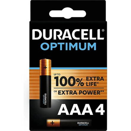 Alkalické baterie DURACELL Optimum AAA 4ks 42391