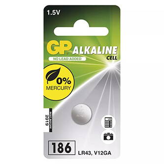 Baterie alkalická, 186F (LR43), LR43, 1.5V, GP, blistr, 1-pack