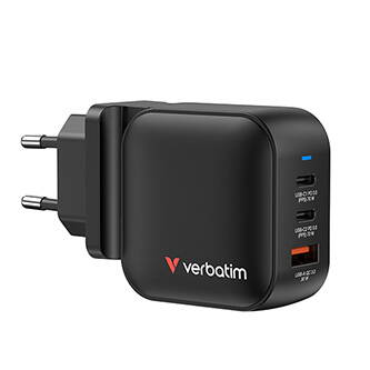 GaN cestovní nabíječka do sítě Verbatim, USB 3.0, USB C, šedá, 65 W, vyměnitelné vidlice C,G,A