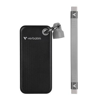 SSD Verbatim 96.1 x 45.1 x 10 mm, externí USB C 3.2 Gen 2, 1000GB, 1TB, Pocket SSD Black/Grey, 32190, M.2, obsahuje USB C kabel a