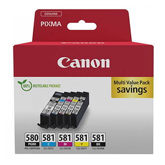 Canon originální ink PGI-580 PGBK/CLI-581 CMYK, 2078C007, CMYK, blistr, 1*11.2 + 4*5.6ml, 5-pack