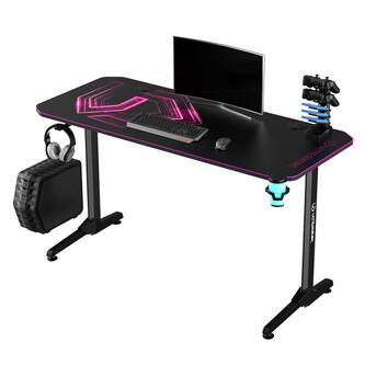 ULTRADESK Herní stůl FRAG - PINK V3, 140x60 cm, 76 cm, s XXL podložkou pod myš, s ultradesk BEAM, držák sluchátek i nápojů