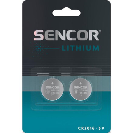 Baterie lithiové, CR2016, 3V, Sencor, blistr, 2-pack