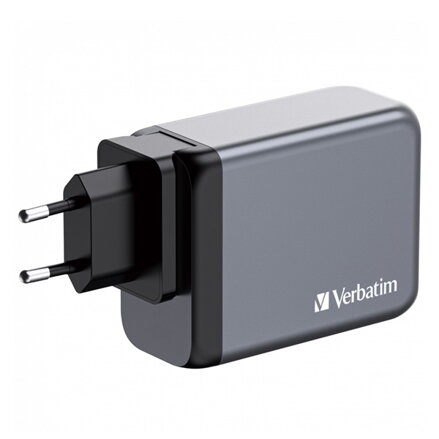 GaN cestovní nabíječka do sítě Verbatim, USB 3.0, USB C, šedá, 200 W, vyměnitelné vidlice C,G,A