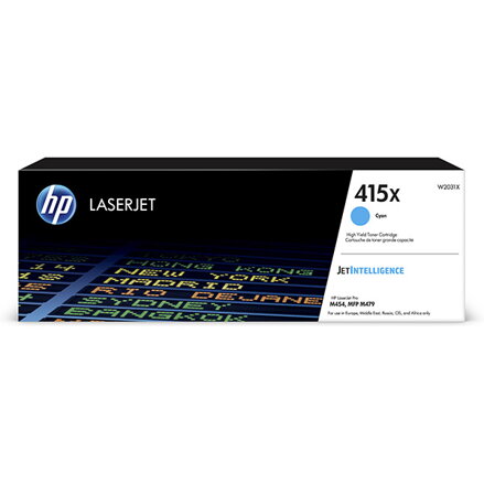 HP originální toner W2031X, cyan, 6000str., HP 415X, HP Color LaserJet Pro M454, MFP M479, O