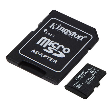 Kingston paměťová karta Micro Secure Digital Card Industria, 8GB, micro SDHC, SDCIT2/8GB, UHS-I U3 (Class 10), V30, A1, pSLC karta