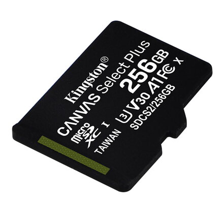 Kingston paměťová karta Canvas Select Plus, 256GB, micro SDXC, SDCS2/256GBSP, UHS-I U1 (Class 10), A1