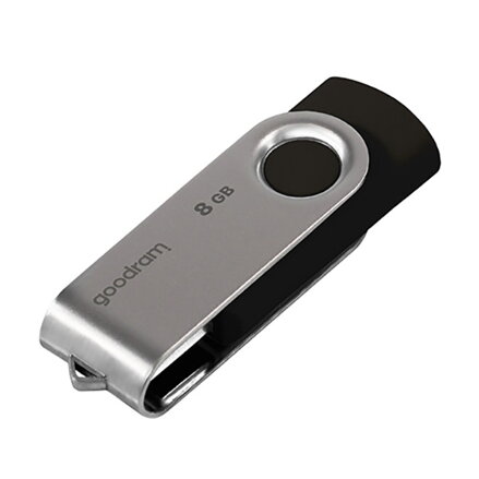 Goodram USB flash disk, USB 2.0, 8GB, UTS2, černý, UTS2-0080K0R11, USB A, s otočnou krytkou