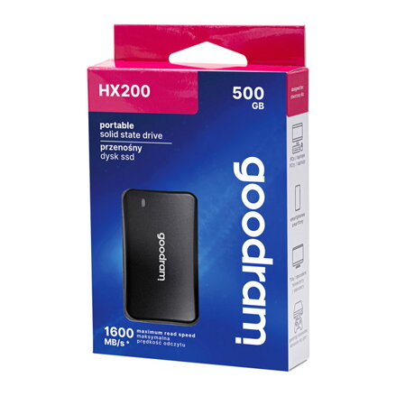 SSD Goodram externí USB 3.2 Gen. 2x2 Type-C, 500GB, HX200, SSDPR-HX200-500, 1500 MB/s-R, 900 MB/s-W