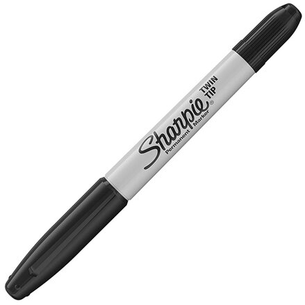 Sharpie, popisovač twin tip, černý, 1ks, 0.5/0.9mm, permanentní, blistr