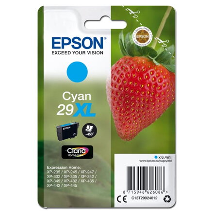 Epson originální ink C13T29924012, T29XL, cyan, 6,4ml, Epson Expression Home XP-235,XP-332,XP-335,XP-432,XP-435