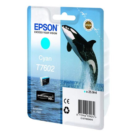 Epson originální ink C13T76024010, T7602, cyan, 25,9ml, 1ks, Epson SureColor SC-P600