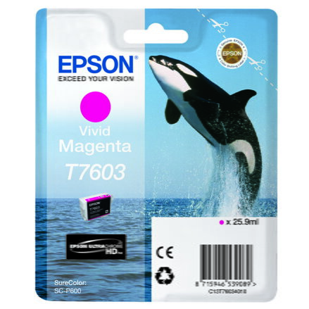 Epson originální ink C13T76034N10, T7603, vivid magenta, 25,9ml, 1ks