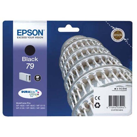 Epson originální ink C13T79114010, 79, L, black, 900str., 14ml, 1ks, Epson WorkForce Pro WF-5620DWF, WF-5110DW, WF-5690DWF