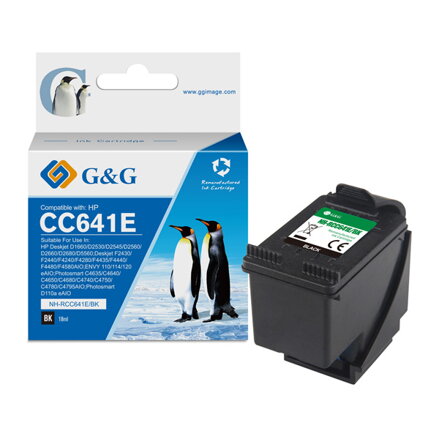 G&G kompatibilní ink s CC641EE, black, NH-RC641BK, pro HP Deskjet D1660, Deskjet D1663, D2500, D2530, D2545