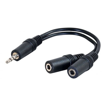 Audio Rozdvojka, Jack (3,5mm) M-Jack (3,5mm) 2x F, 0.2, stereo, černá, s kablíkem