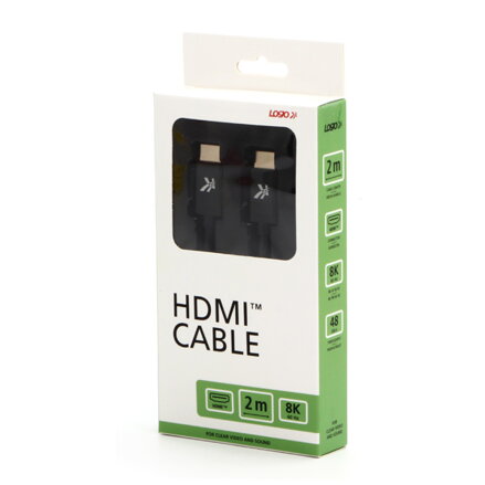 HDMI M- HDMI M, Ultra High Speed, 2m, zlacené konektory, hliníkové provedení krytky, černý, Logo, 8K@60Hz, 48Gb/s