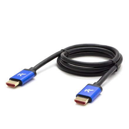 HDMI M- HDMI M, Ultra High Speed, 2m, zlacené konektory, hliníkové provedení krytky, modrý, Logo, 8K@60Hz, 48Gb/s