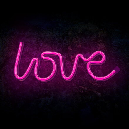 Neon LED Light LOVE pink Bat + USB FLNE05 Forever Light