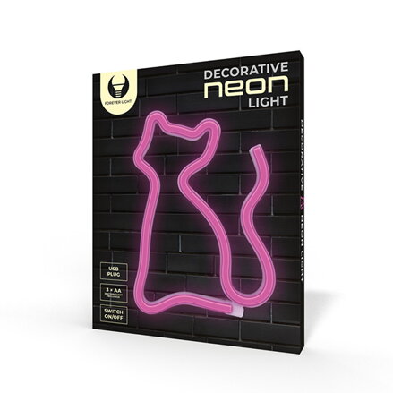 Neon LED Light CAT pink Bat + USB FLNE04 Forever Light