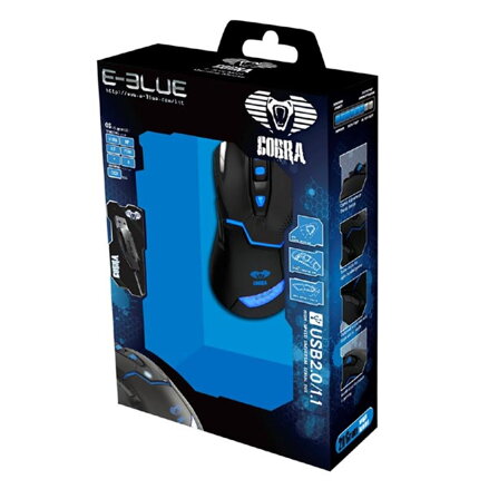 E-Blue Myš Cobra 622, 1600DPI, optická, 6tl., 1 kolečko, drátová USB, černá, herní