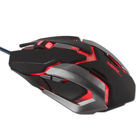 E-Blue Myš Auroza Gaming, 4000DPI, optická, 6tl., 1 kolečko, drátová USB, černá, herní, e-box