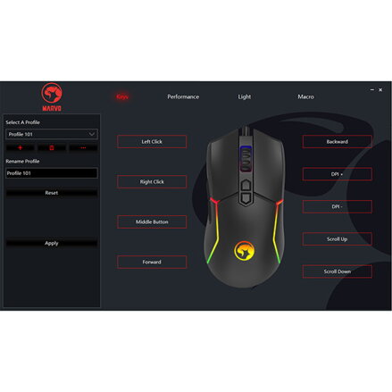 Marvo Myš M655, 12000DPI, optika, 7tl., drátová USB, černá, herní, podsvícená