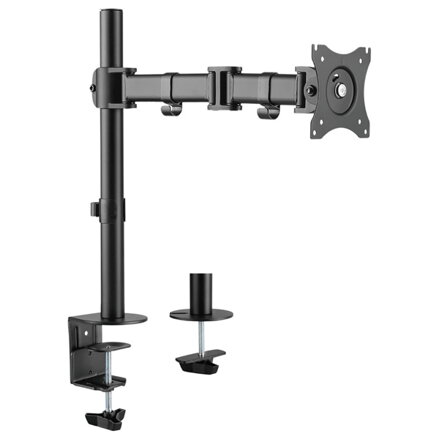 Polohovatelný držák ULTRADESK SKELETON Single pro monitor, 2-9KG, svorka a průchodka stolu, 17"-30", 75x75/100x100, černý