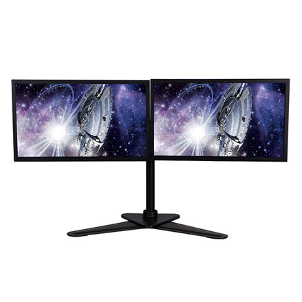 Polohovatelný držák pro 2 monitory, 10KG, volně stojící, 17"-30", 75x75/100x100, černý