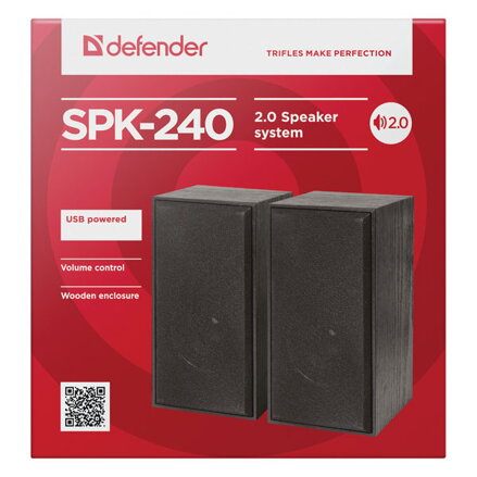 Defender reproduktory SPK 240, 2.0, 2x3W, černé, regulace hlasitosti, dřevěné, 100Hz~18kHz