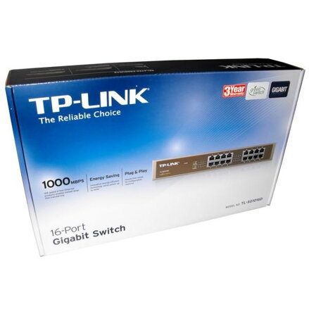 TP-LINK switch TL-SG1016D 1000Mbps, automatické učení adres MAC, auto MDI/MDIX