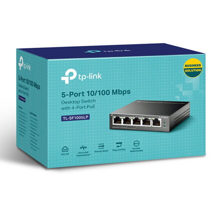 TP-LINK stolní switch TL-SG1005LP PoE(4- porty), 100Mbps, auto MDI/MDIX