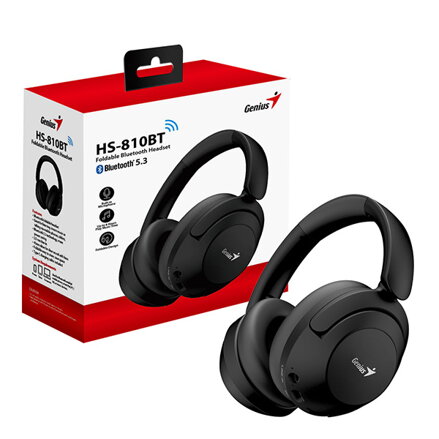 Genius HS-810BT sluchátka s mikrofonem, ovládání hlasitosti, černá, bluetooth