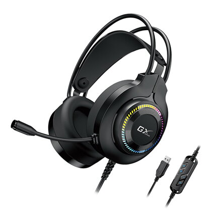 Genius GX GAMING HS-GX580U, sluchátka s mikrofonem, ovládání hlasitosti, černá, herní sluchátka, 50 mm měniče typ USB