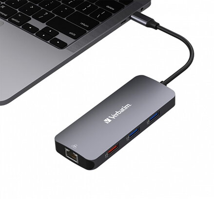 USB (3.2) hub 9-port, 32152, šedý, délka kabelu 15cm, Verbatim, 2x USB C, 3x USB A, 1x HDMI, čtečka SD a microSD