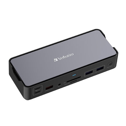 Dokovací stanice Verbatim, USB-C Pro, 15-port, 2x HDMI, RJ45, microSD, 2x USB-A 3.0, USB-C PD, šedá