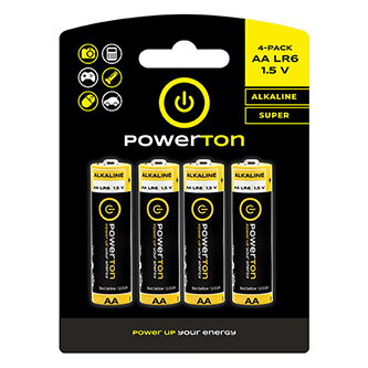 Baterie alkalická, AA (LR6), AA, 1.5V, Powerton, blistr, 4-pack