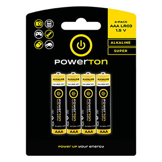 Baterie alkalická, AAA (LR03), AAA, 1.5V, Powerton, blistr, 4-pack