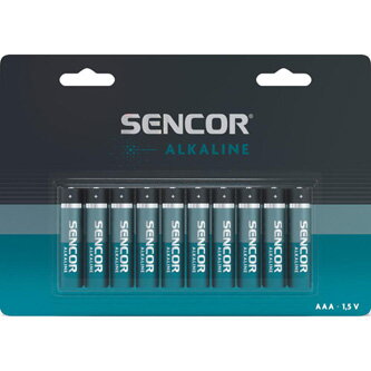 Baterie alkalická, AAA, 1.5V, Sencor, blistr, 10-pack