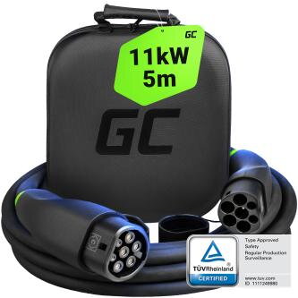 Green Cell GC Snap Type 2 EV nabíjecí kabel 11kW 7m pro Tesla Model Y 3 S X, VW ID.4, Kia EV6, Hyundai IONIQ 5, Ford Mach-E