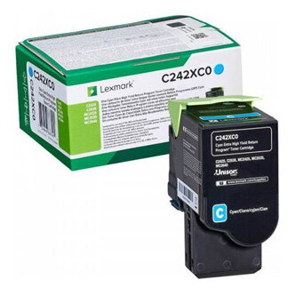 Lexmark originální toner C242XC0, cyan, 3500str., extra high capacity, return, Lexmark C2425dw,C2535dw,MC2425adw,MC2535adwe,MC2640