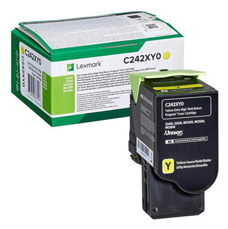 Lexmark originální toner C242XY0, yellow, 3500str., extra high capacity, return, Lexmark C2425dw,C2535dw,MC2425adw,MC2535adwe,MC26