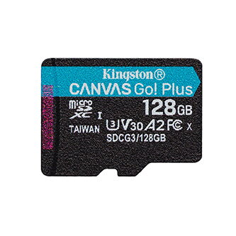 Kingston paměťová karta Canvas Go! Plus, 128GB, micro SDXC, SDCG3/128GBSP, UHS-I U3, bez adaptéru, A2, V30