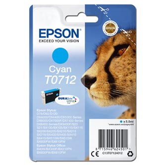 Epson originální ink C13T07124012, cyan, 5,5ml, Epson D78, DX4000, DX4050, DX5000, DX5050, DX6000, DX605