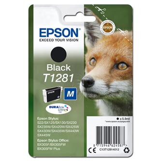 Epson originální ink C13T12814012, T1281, black, 5,9ml, Epson Stylus S22, SX125, 420W, 425W, Stylus Office BX305